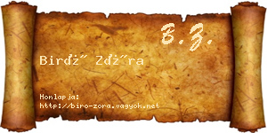 Biró Zóra névjegykártya
